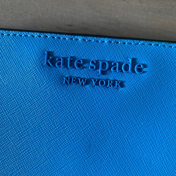 Kate Spade Large Slim Bifold Wallet Women OS Oceanside Blue Cameron Preppy Neon - Picture 3 of 8